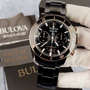 Bulova Mens Marine Black 45mm Luxury Watch